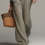 Retro Cotton And Linen Fitted Vest & Wide-leg Pants Set