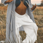 Loose wide leg trousers with leggings and sports trousers