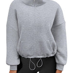 Zeagoo Womens Fleece Jacket Full Zip Crop Hoodie Long Sleeve Pullover Sweatshirts Oversized 2023 Fall Winter Coat