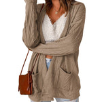 Nadorine Women's 2023 Fall Winter Cardigan Sweaters Long Sleeve Open Front Cable Knit Outwear Coat with Pockets