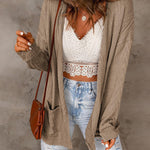 Nadorine Women's 2023 Fall Winter Cardigan Sweaters Long Sleeve Open Front Cable Knit Outwear Coat with Pockets