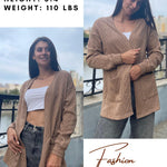 Nadorine Women's 2023 Fall Winter Cardigan Sweaters Long Sleeve Open Front Cable Knit Outwear Coat with Pockets