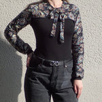 Nadorine Bow Tie Neck Long Sleeve Shirts Work Tops