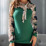 Nadorine Bow Tie Neck Long Sleeve Shirts Work Tops