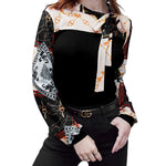 Nadorine Bow Tie Neck Long Sleeve Shirts Work Tops