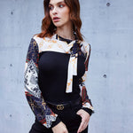 Nadorine Bow Tie Neck Long Sleeve Shirts Work Tops