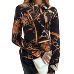 Nadorine Bow Tie Neck Long Sleeve Shirts Work Tops