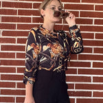 Nadorine Bow Tie Neck Long Sleeve Shirts Work Tops