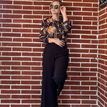 Nadorine Bow Tie Neck Long Sleeve Shirts Work Tops