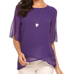 Womens Casual Scoop Neck Loose Top 3/4 Sleeve Chiffon Blouse Shirt Tops - Nadorine (Us Only)
