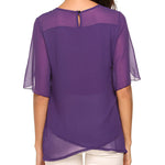 Womens Casual Scoop Neck Loose Top 3/4 Sleeve Chiffon Blouse Shirt Tops - Nadorine (Us Only)