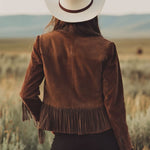 Western-style Brown Suede Tassel Zip-up Jacket