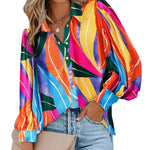 Nadorine Printed Lantern Long Sleeve Blouse