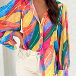 Nadorine Printed Lantern Long Sleeve Blouse
