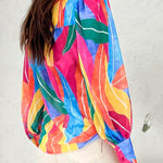 Nadorine Printed Lantern Long Sleeve Blouse