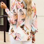 Nadorine Printed Lantern Long Sleeve Blouse