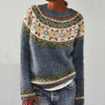 V|C - Blue Floral Yoke Knit Sweater Pamela