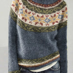 V|C - Blue Floral Yoke Knit Sweater Pamela