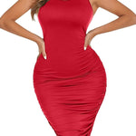 Ruched Stretchy Bodycon Dress - Nadorine (Us Only)