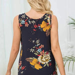 Floral Print Loose Flowy Tunic Tank Top - Nadorine (Us Only)