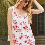 Floral Print Loose Flowy Tunic Tank Top - Nadorine (Us Only)