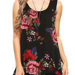 Floral Print Loose Flowy Tunic Tank Top - Nadorine (Us Only)