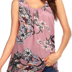 Floral Print Loose Flowy Tunic Tank Top - Nadorine (Us Only)