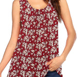 Floral Print Loose Flowy Tunic Tank Top - Nadorine (Us Only)