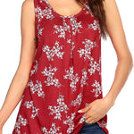Floral Print Loose Flowy Tunic Tank Top - Nadorine (Us Only)