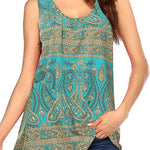 Floral Print Loose Flowy Tunic Tank Top - Nadorine (Us Only)