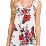 Floral Print Loose Flowy Tunic Tank Top - Nadorine (Us Only)