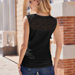 Nadorine Elegant Tops Women's Pleated Tops Sleeveless Shirt (DE Only)