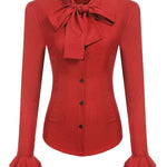 Ruffle Long Sleeve Button-Down Tunic Tops - Nadorine (Us Only)
