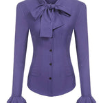 Ruffle Long Sleeve Button-Down Tunic Tops - Nadorine (Us Only)