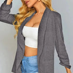 Open Front Long Sleeve Cardigan Blazer - Nadorine (Us Only)