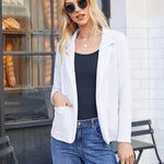 Open Front Long Sleeve Cardigan Blazer - Nadorine (Us Only)