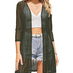 Nadorine Women's Lace Cardigan 3/4 Sleeve Open Front Kimono Coverup See Through Cover Up for Swimwear (Us Only)