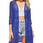 Nadorine Women's Lace Cardigan 3/4 Sleeve Open Front Kimono Coverup See Through Cover Up for Swimwear (Us Only)