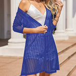 Nadorine Women's Lace Cardigan 3/4 Sleeve Open Front Kimono Coverup See Through Cover Up for Swimwear (Us Only)