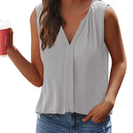 Sleeveless Tank Tops for Women Flowy V Neck Blouse Dressy Casual Cami Top Summer Work Office Shirt - Nadorine (Us Only)