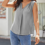 Sleeveless Tank Tops for Women Flowy V Neck Blouse Dressy Casual Cami Top Summer Work Office Shirt - Nadorine (Us Only)
