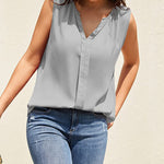 Sleeveless Tank Tops for Women Flowy V Neck Blouse Dressy Casual Cami Top Summer Work Office Shirt - Nadorine (Us Only)