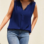 Sleeveless Tank Tops for Women Flowy V Neck Blouse Dressy Casual Cami Top Summer Work Office Shirt - Nadorine (Us Only)