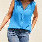 Sleeveless Tank Tops for Women Flowy V Neck Blouse Dressy Casual Cami Top Summer Work Office Shirt - Nadorine (Us Only)