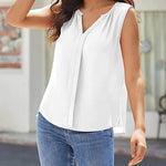 Sleeveless Tank Tops for Women Flowy V Neck Blouse Dressy Casual Cami Top Summer Work Office Shirt - Nadorine (Us Only)