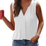 Sleeveless Tank Tops for Women Flowy V Neck Blouse Dressy Casual Cami Top Summer Work Office Shirt - Nadorine (Us Only)
