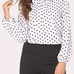 Tie Bow Neck Blouse Long Sleeve Shirt - Nadorine (Us Only)