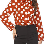 Tie Bow Neck Blouse Long Sleeve Shirt - Nadorine (Us Only)