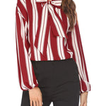 Tie Bow Neck Blouse Long Sleeve Shirt - Nadorine (Us Only)