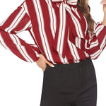 Tie Bow Neck Blouse Long Sleeve Shirt - Nadorine (Us Only)